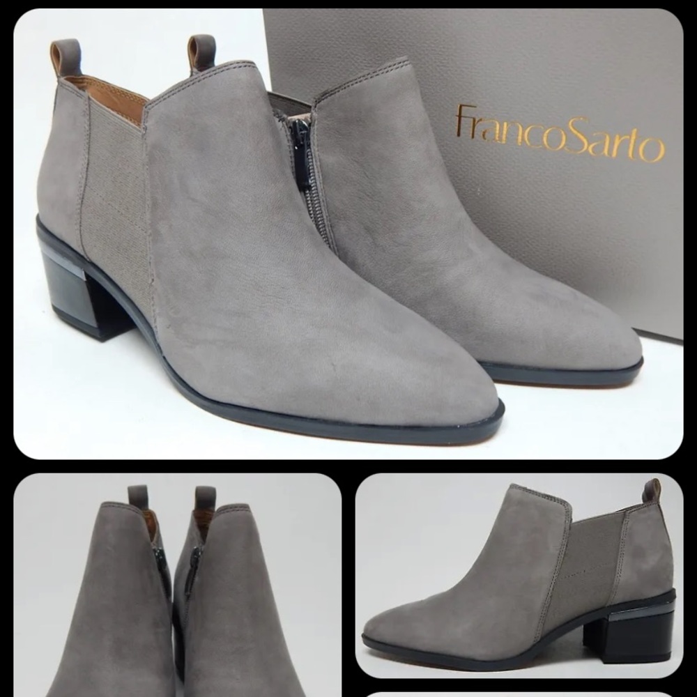 Franco Sarto Arden Size US 11 M EU 41 Women's Leather Block Heeled Booties Gray